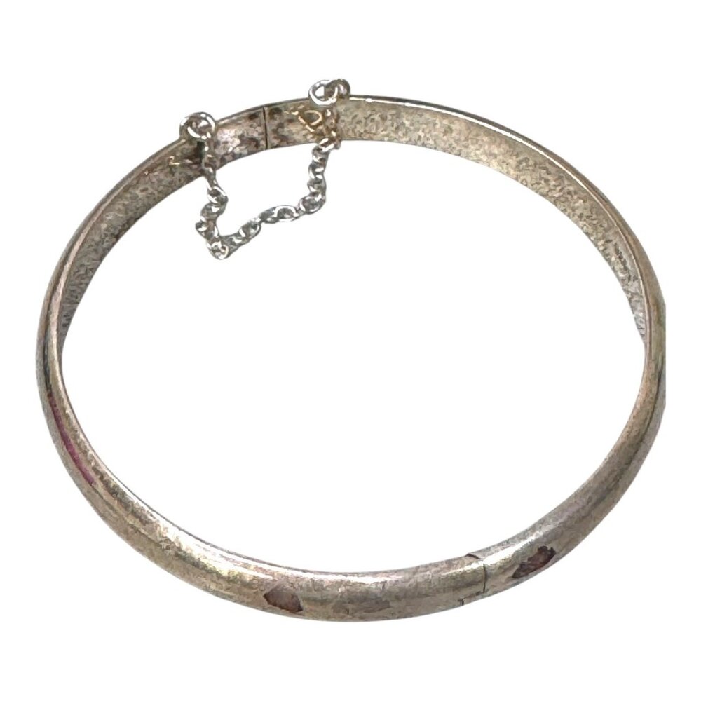 Sterling Silver Minimalist Bangle Bracelet 925 Marked Vintage Safety Chain READ